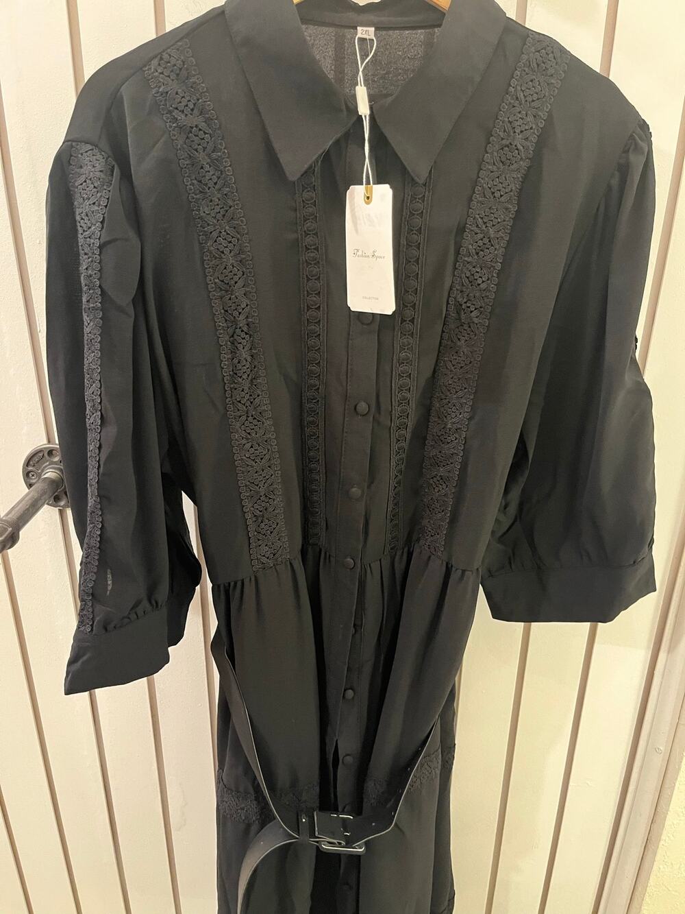 Fashion Space Black Embroidered Dress Size 2XL